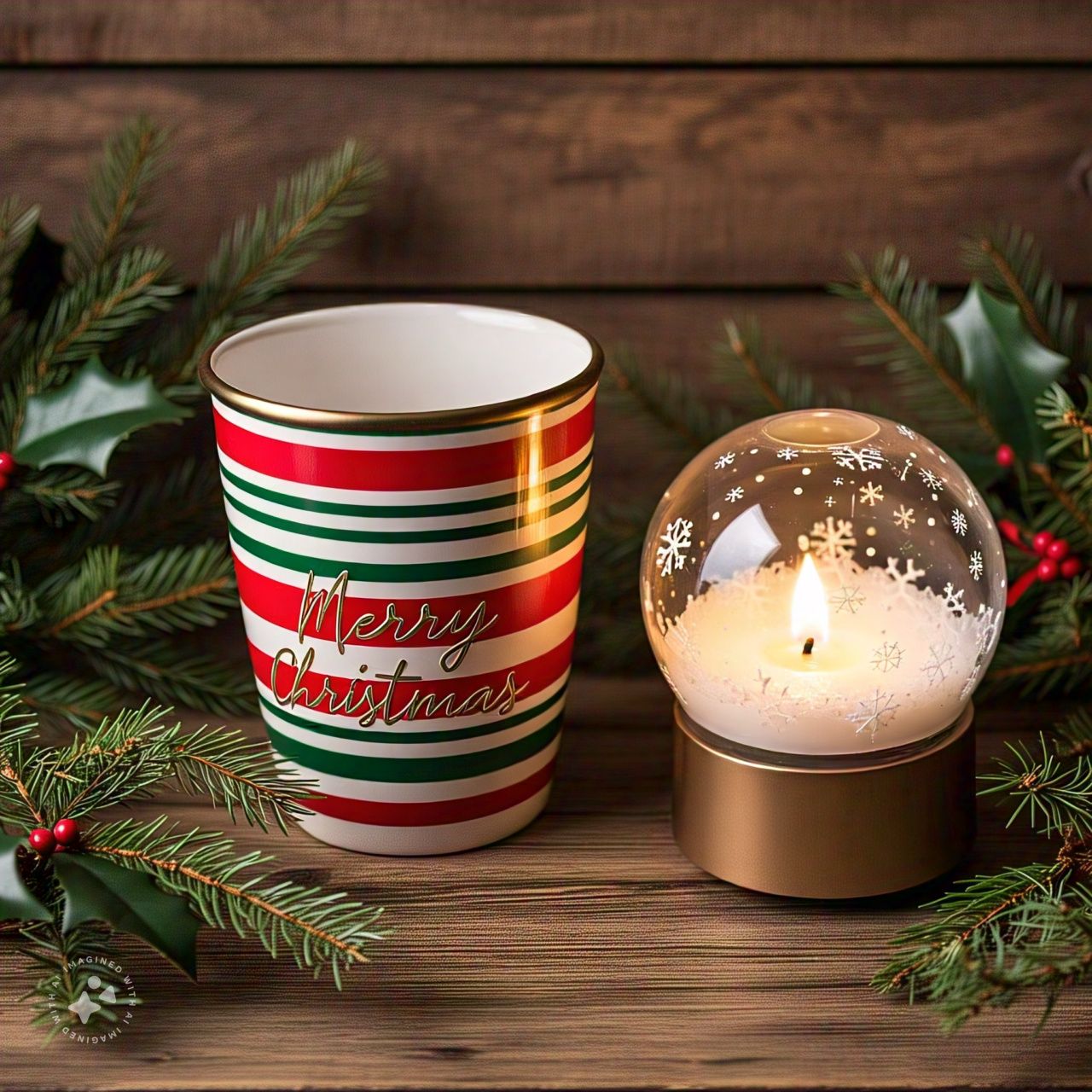 Custom Design Cups & Snow Christmas Globe Candles